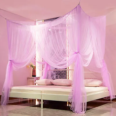 4 Corner Post Bed Canopy Elegant Curtain Mosquito Net Full/Queen/King Size Bed • $19.59