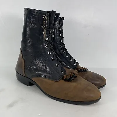 $28.50 • Buy VTG J. Chisholm Black Brown Suede Leather Lace Up Paddock Kiltie Boots Women 7.5