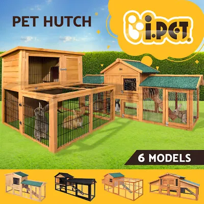 I.Pet Chicken Coop Rabbit Hutch Large Hutches House Hen Run Cage Wooden Outdoor • $127.95