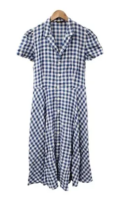 Ladies POLO RALPH LAUREN Blue/White Gingham Shirt Dress UK 10 C56 • £11.77