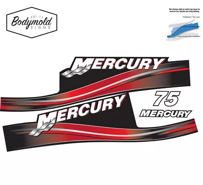  Mercury 2017 Outboard Decals 2 Stroke 75hp Red Set • $55.91