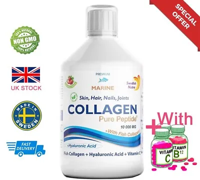 Collagen 20 X STRONGER Than Tablets Hydrolysed Marine 10 000mg Vitamin C+B  • £18.85