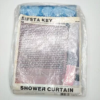 Vtg 90's Seashell Shower Curtain Siesta Key Blue Clear Vinyl Retro 72in X 72in • $25.95