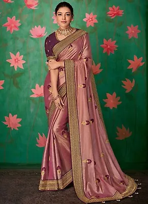 Pakistani Heavy Party Sari Designer Indian Ethnic Bollywood Wedding Wear Saree • $43.99