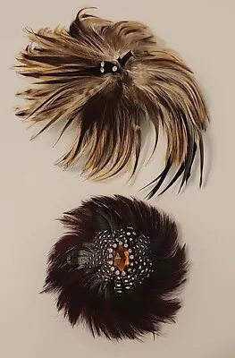 2  X CHICO'S AMAZING DESIGN FEATHERS MAGNETIC FLOWER PIN BROOCH WITH RHINESTONES • $44.99