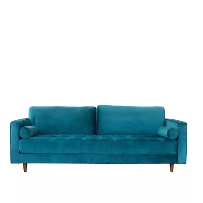 Mid-Century Modern Daphne Teal Velvet Sofa • $975.58