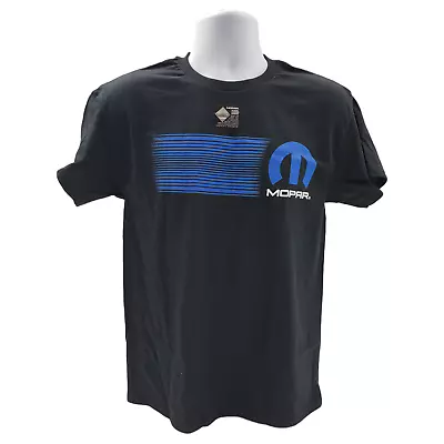 Black T-Shirt - Mopar  M  W/ Blue Horizontal Stripe Logo / Emblem (Licensed) • $20.49