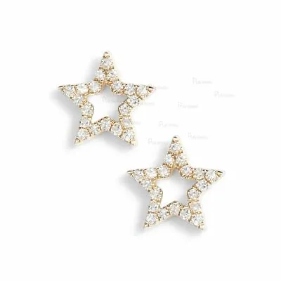 14k Gold 0.16 Ct. Lab-Created Diamond Tiny Star Shape Studs Earrings • $219