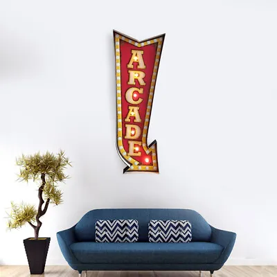 Arcade Directional Metal Arrow Sign This Way LED Light Hang Sign Hanging Decor • $28