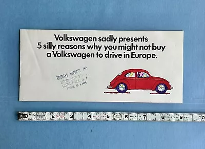 Vtg 1970 Vw Beetle Dealer Sales Brochure  “ Vw Sadly Presents 5 Silly Reasons “ • $9.95