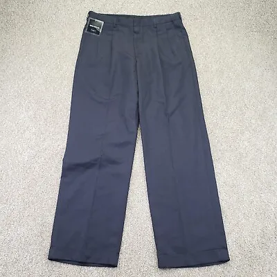 VINTAGE Haggar Size 34x31 Mens Pleated Cuffed Expandable Waist Dress Pants Blue  • $39.99