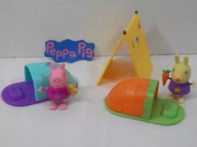 ~Jazwares~ Peppa Pig Sleepover Playset Rebecca Rabbit & Peppa Tent Sleeping Bags • $18.95