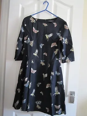  Oasis Navy Butterflies/Birds Skater Dress Size 8  • £7.99