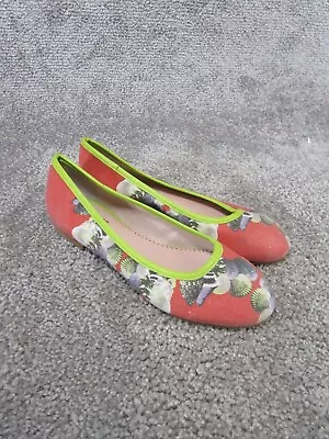 Missoni Flats Womens Size 37 Eu 6.5 Us Pink Green Round Toe Ballet Shoes Canvas • $34.99