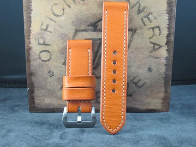 $100 • Buy Handmade  Orange   Leather Watch Strap For Panerai 27,26,24,22mm
