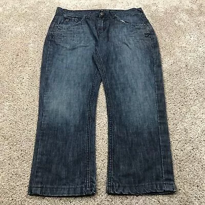 Marc Ecko Pants Mens 36 Blue Cut & Sew Bootcut Baggy Jeans Whisker Skating 36x26 • $19.90