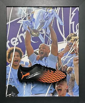 Framed Vincent Kompany Signed Manchester City Football Boot With Coa & Proof • $310.83