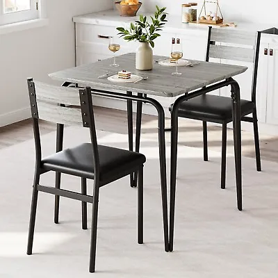 Dining Set Wood Top Table With 2 Upholstered Chairs Small Kitchen Space Saving • $115.99