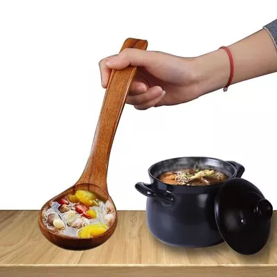 $11.67 • Buy Long Handle Wooden Ladle Soup Porridge Spoon Kitchen Cooking Tableware Tool AU