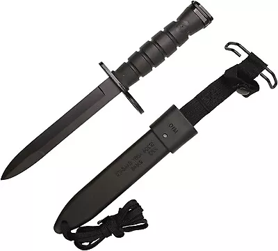 H-16M M7 Military Bayonet Knife + Sheath 13  Stainless Steel - Black Handle • $57.99