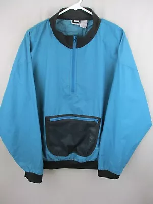 Vintage Pro Spirit Jacket Mens XL Windbreaker Anorak Blue Black Retro Half Zip • $27.99