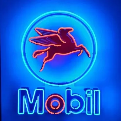Mobil Gasoline Neon Sign 19 X15  Lamp Gas Station Store Wall Decor • $142