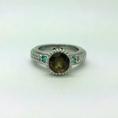$99.95 • Buy Anthony Nak Atelier Sterling Silver Round Citrine CZ & Turquoise Ring Sz 5, MEX