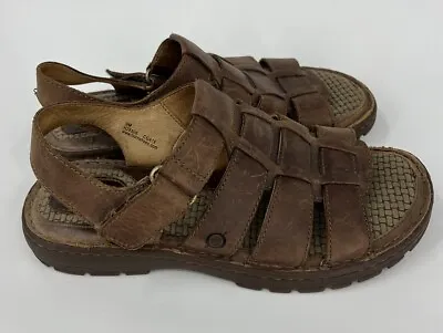 Born Brown Leather Fisherman Sandal Open Toe Buckle Shoe Men’s Size 9 M • $24