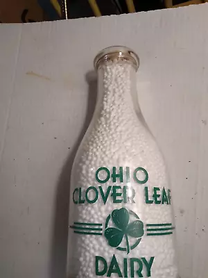 ToledoOhio-Ohio Clover Leaf Dairy Quart green Pyro Two Sides. • $15