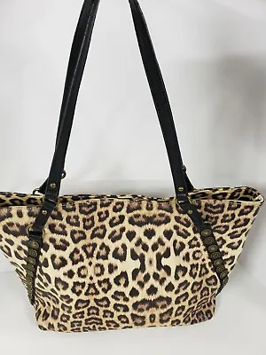 $35.99 • Buy Jessica Simpson Leopard Print Tote Shoulder Bag Brass Embellishments