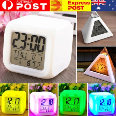 $12.85 • Buy Wake-up Light Sunrise Alarm Clock LED Digital Display Bedside Night Lamp 7Colors