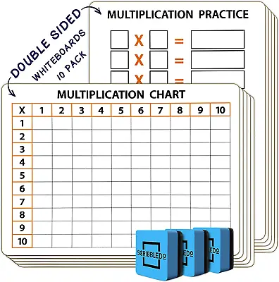  10 Pack Dry Erase Multiplication Chart White Board 9  X 12  Multiplication Tabl • $57.28