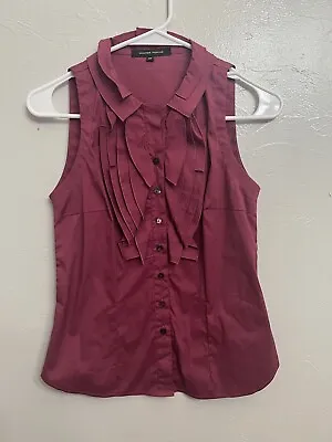 Walter Voulaz Shirt Womens 40 Pink Berry Ruffle Sleeveless Blouse S Italy NEW S • $14.40