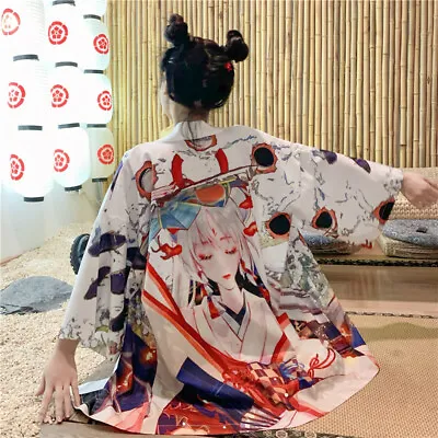 Women Men Kimono Coat Jacket Retro Unisex Haori Cardigan Japanese Yukata Tops • £14.26