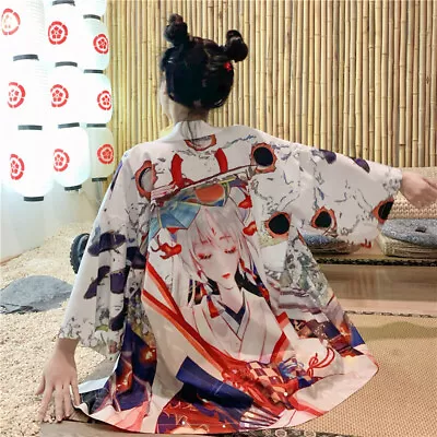 Women Men Kimono Coat Jacket Retro Unisex Haori Cardigan Japanese Yukata Tops • £14.26