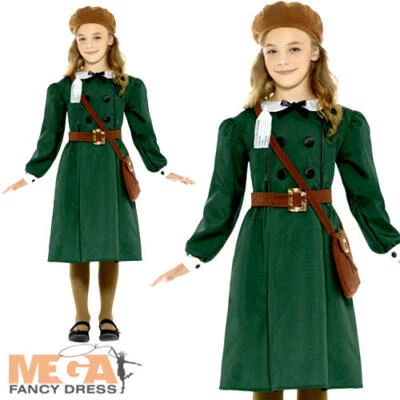 £11.99 • Buy Wartime Girls Fancy Dress British Book Day 40s 1930s Childs Kids Costume Outfit
