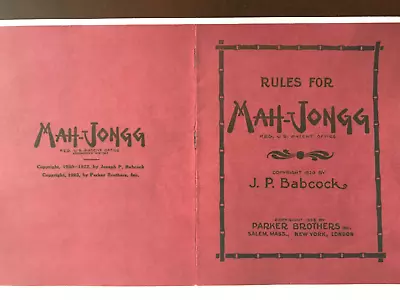 Mah Jong Instructions Rule Book - Babcock Rules For Mah-Jongg • $3.95