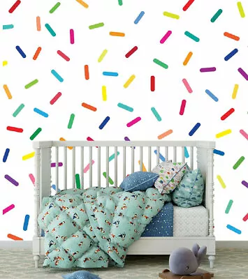 90 Pcs Rainbow Sprinkles Confetti Wall Decal Kids Nursery Sticker Baby Cot Decor • £18.12