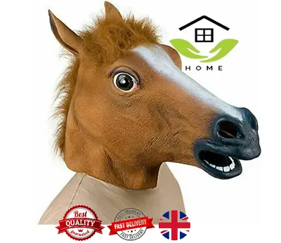 £7.19 • Buy Rubber Horse Head Mask Panto Party Fancy Dress Cosplay Halloween Adult Costume
