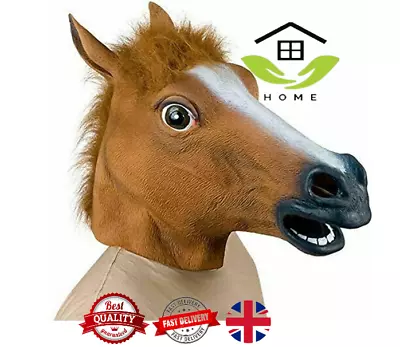 Rubber Horse Head Mask Panto Party Fancy Dress Cosplay Halloween Adult Costume • £8.99