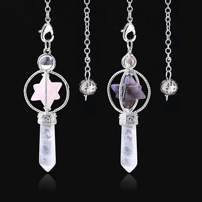 Natural Gemstones Merkaba Pendulum Healing Crystal Pointed Reiki Chakra Pendant • $4.49