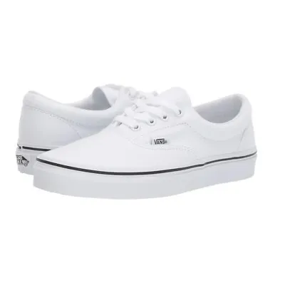VANS Era True White Canvas Lace Up Fashion Sneakers Adult Men 7 Wmn 8.5 Shoes • $42.49
