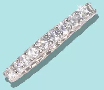 1.2 Ct Tw Micro Pave Eternity Ring Top Russian CZ Moissanite Simulant .925 Sz 9 • $59.95