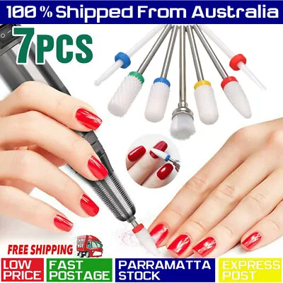 7Pcs Ceramic Nail Drill Bits Set File Acrylic Manicure Pedicure Nail Art Tools • $12.99