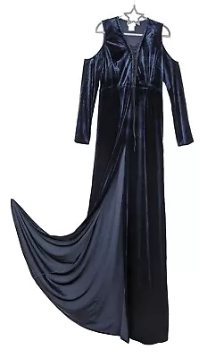 Foxiedox Women's Velvet Navy Blue Train Maxi Dress Size Small UK 8/10 RRP £175 • £75