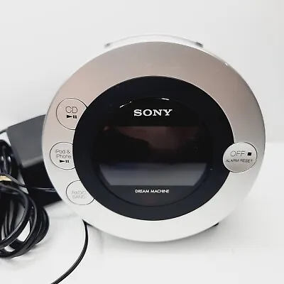 Sony Alarm Clock Radio Dream Machine ICF-CD3iP CD IPod Player Tested Working  • $71.95