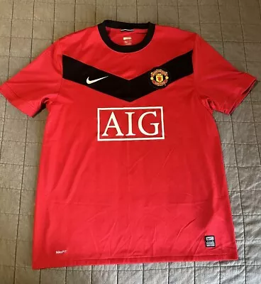 Manchester United 2009 2010 Home Sz L Nike Soccer Kit Shirt Jersey Football Tee • $35