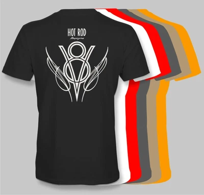 $22 • Buy HOT ROD V8 Pinstripe Magazine T-Shirt 50/50 Cotton Blend Pre-Shrunk Chevy Ford 