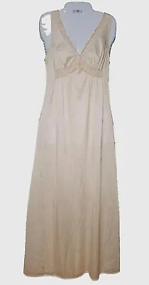 Vintage Lorraine Nightgown Silky Nylon Sherbert Orange Embroidery Lace USA Small • $35