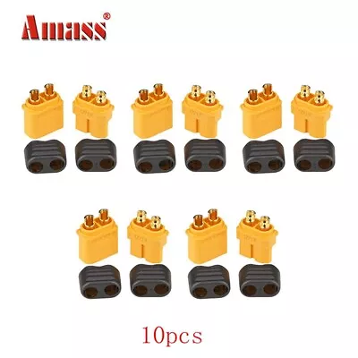 10Pcs Amass XT60H Connector Plug Male/Female Gold Plated With Protective Shell  • $7.93